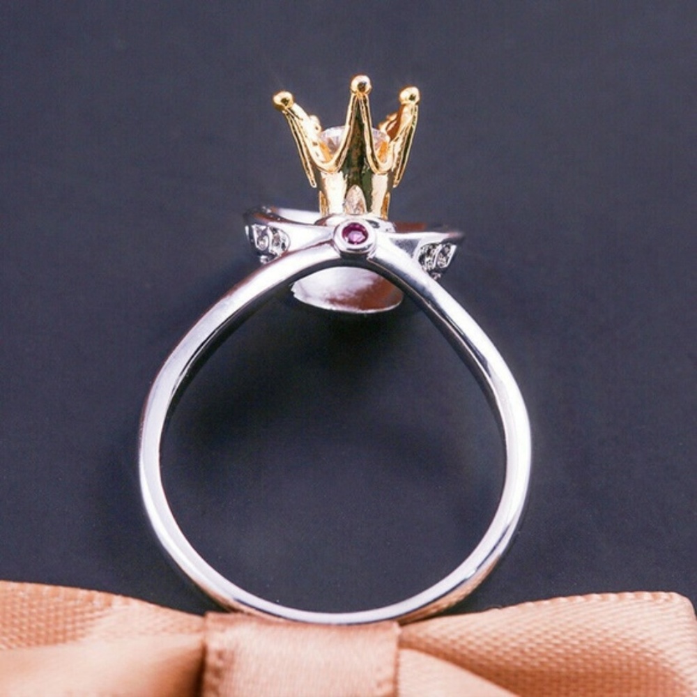 Very nice Two Tone 925 Silver White Sapphire Ring - Picture 4 of 5